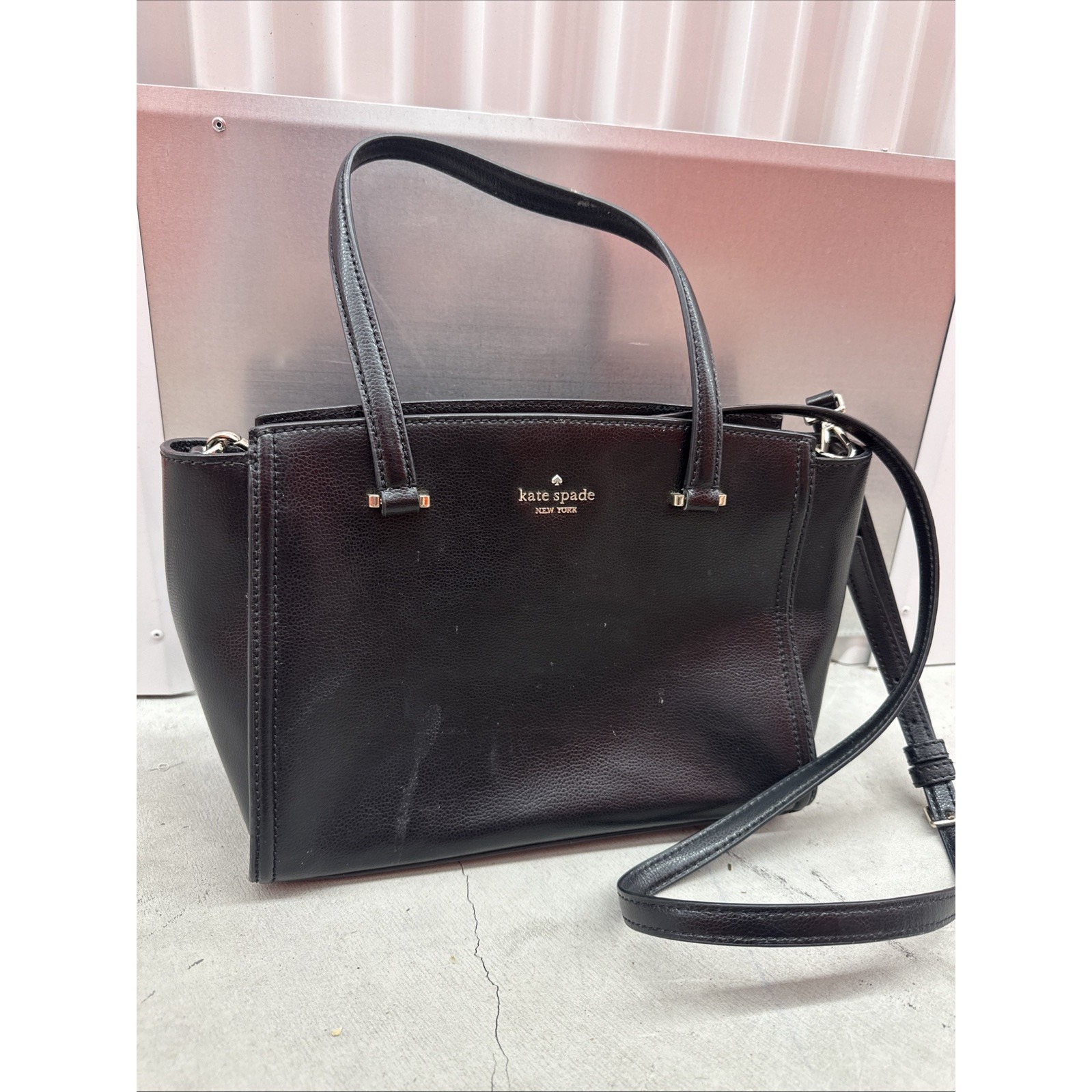 Black Leather Kate Spade Crossbody Purse - Medium